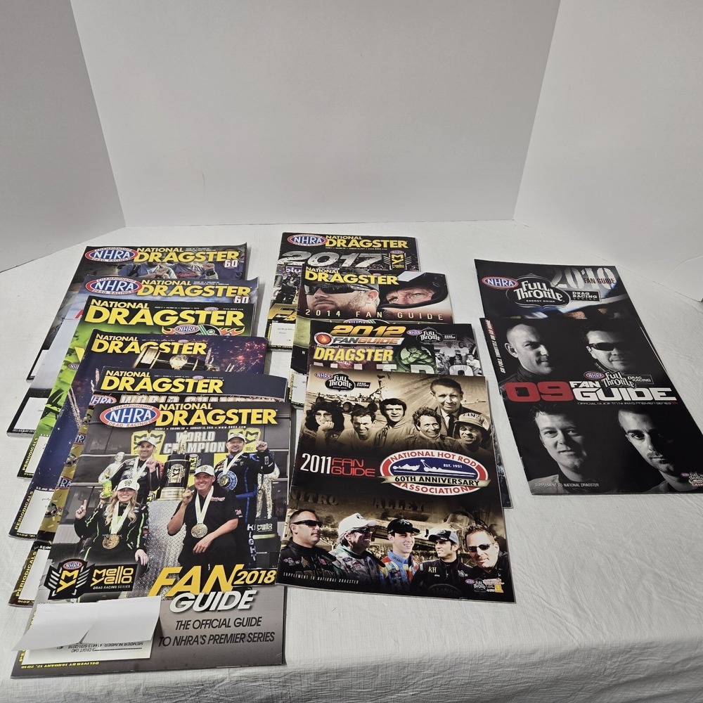 NHRA National Dragster Magazines Drag Racing & Fan Guides Lot of 12‎